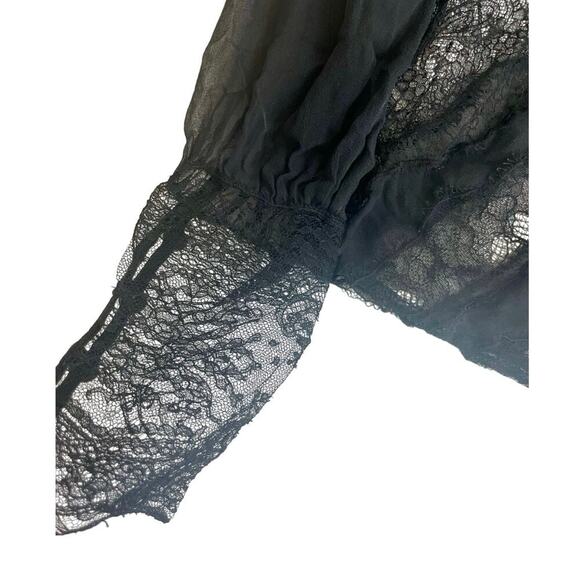 VINTAGE OSCAR DE LA RENTA LACE BLOUSE PEARL BUTTONS SZ XS WHIMSICAL GOTH CORE - Picture 7 of 16